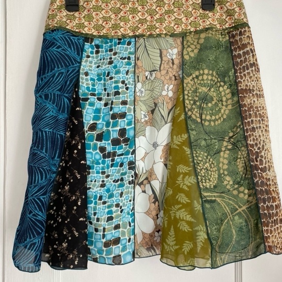 Tracy Evans Limited Vintage Patchwork Mixed Media Mini Skirt Size: 15 - Picture 3 of 9